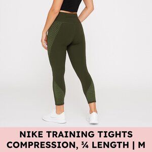 Nike Zonal Strength 3/4 Compression Training Tights Olive Green M Running Gym